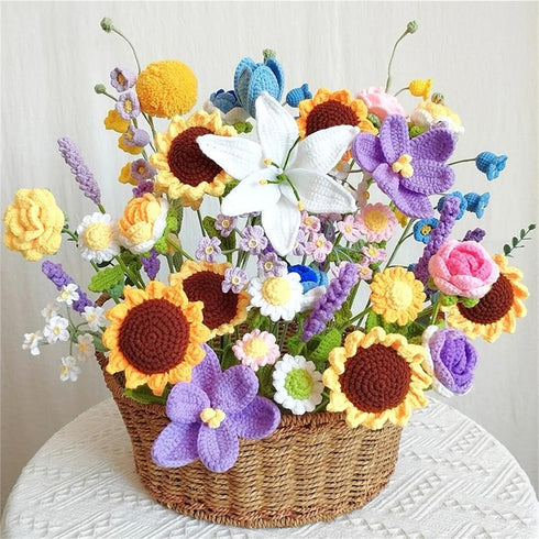 Hcclijo Knitted Sunflower Bouquet for Wedding and Party Decor
