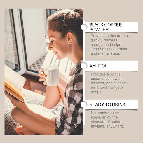 FFEEJ 2 Packs Instant Coffee Powder, Rich & Smooth Low Calorie For Daily Drink, Quick Dissolve, Easy Mix With Hot Water