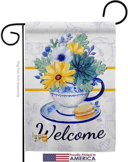 Breeze Decor Set 13 18.5 Floral Afternoon Tea Bouquet Garden Flag Wall Hanger Spring Sunflower Tulip Rose Orchid Lilies