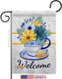 Breeze Decor Set 13 18.5 Floral Afternoon Tea Bouquet Garden Flag Wall Hanger Spring Sunflower Tulip Rose Orchid Lilies