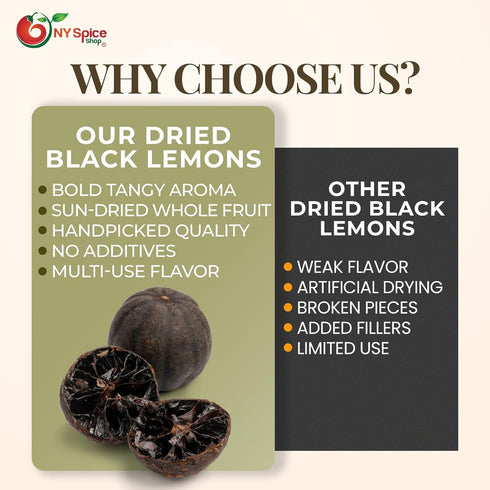 3 NY Spice Shop Whole Dried Black Lemons - Pound Citrus limon - Natural Sun-Dried Loomi - Tangy Citrus Pods for Middle