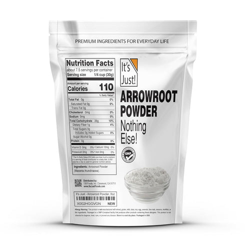 It's Just Arrowroot Powder, 8oz, Natural Thickener, Gluten-Free, Dairy-Free, Non-GMO, Cornstarch Substitute