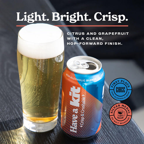 6 Pack, 12 OZ, 4 Kit Non-Alc - Non-Alcoholic Craft Beer Blonde - FL Simple Ingredients Gluten-Removed, Vegan Friendly