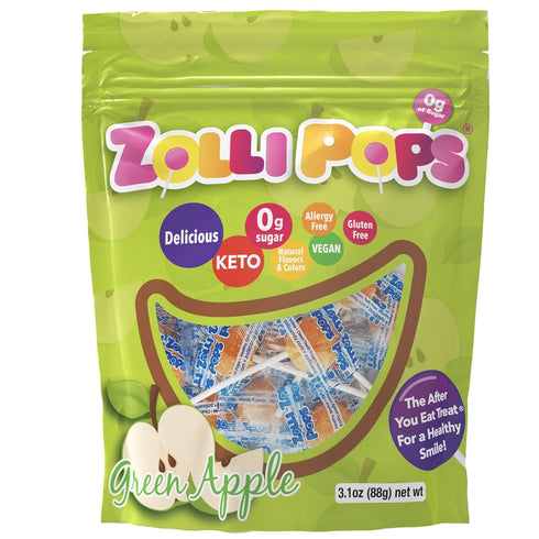 Zollipops Clean Teeth Lollipops, Green Apple Flavor, 3.1 Oz