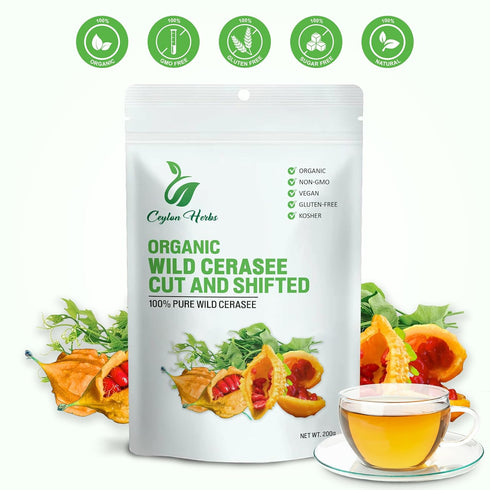 CEYLON HERBS 100g -100% Wild Cerasee Cut and Shifted Pure Organic Wild-Crafted Well-Cleaned for Herbal Tea Whole