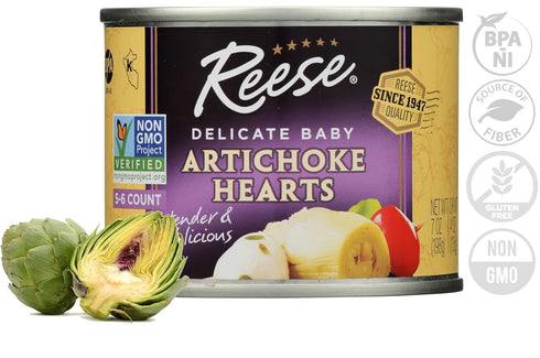 7 (Pack 12) Reese Delicate Baby Artichoke Hearts Non GMO, Ounce