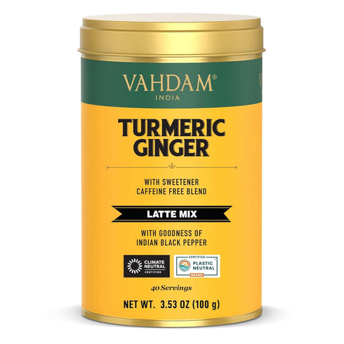 VAHDAM Golden Milk Powder, Turmeric Ginger Latte Mix, 100g, Caffeine-Free, Brew Hot or Iced Tea