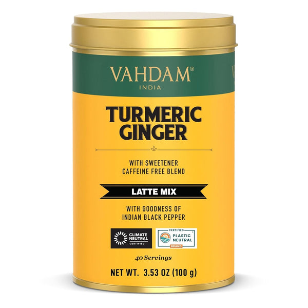 VAHDAM Golden Milk Powder, Turmeric Ginger Latte Mix, 100g, Caffeine-Free, Brew Hot or Iced Tea