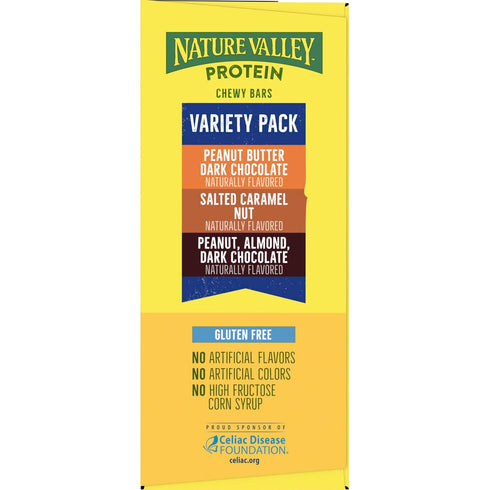Pack, 10g 15 Count, 21.3 oz Nature Valley Protein Bars Variety Gluten Free Chewy Granola Snack Bars, Protein, Peanut