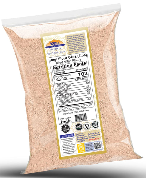 64oz (4lbs) 1.81kg (Pack 2) Rani Ragi (Finger Millet) Flour Bulk ~ All Natural | Vegan | Gluten Friendly | NON-GMO |