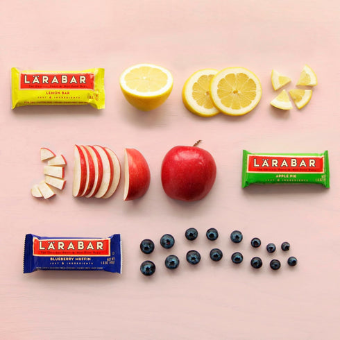 Pack 18 Count (1.6 oz LARABAR Fruit & Nut Bars Variety Each), Blueberry Muffin Lemon Apple Pie, Vegan Gluten Free Dairy