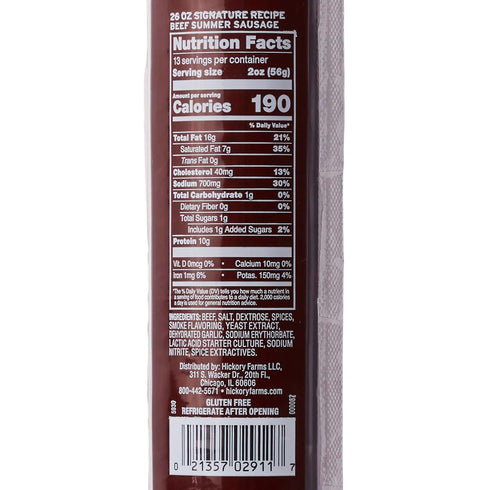 Summer 26 100% Hickory Farms Party-Size Signature Beef Sausage, ounces | Great for Snacking, Gifts, Entertaining