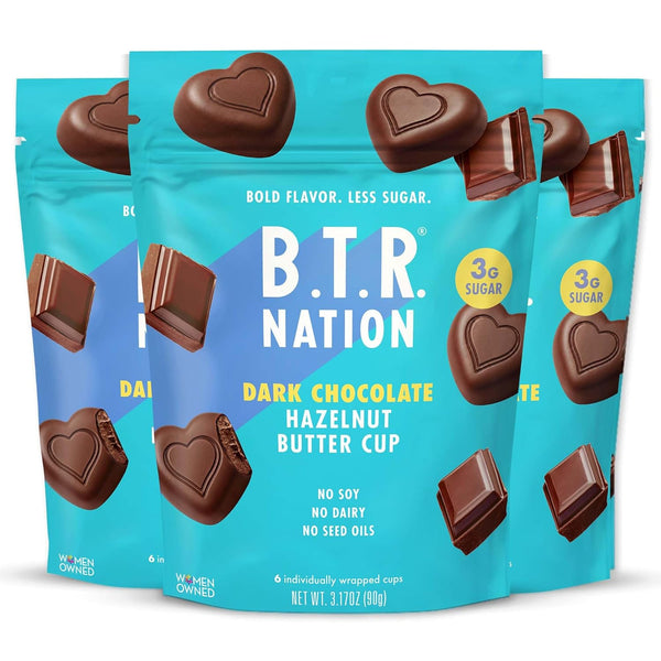 B.T.R. Nation - Dark Chocolate Hazelnut Butter Cups - Superfood Candy Date