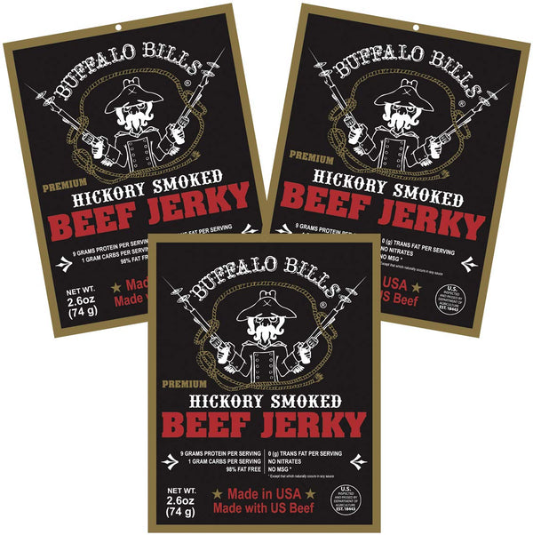 Buffalo Bills 2.6oz Premium Hickory Beef Jerky 3-Pack (hickory smoked jerky made