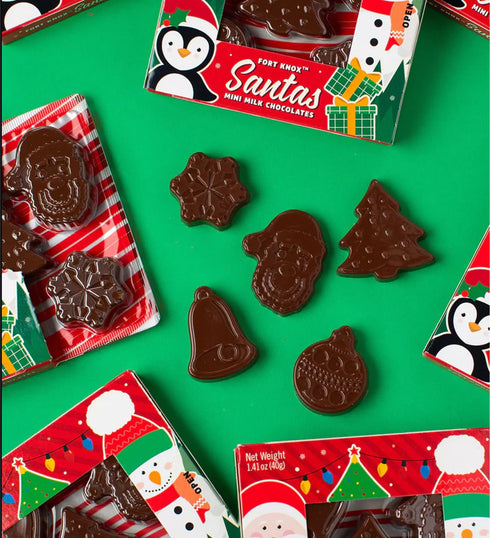 1.41 Oz (12-Pack) Fruidles Christmas Santas Mini Milk Chocolates Snack, Holiday Treats, Kosher Certified Dairy