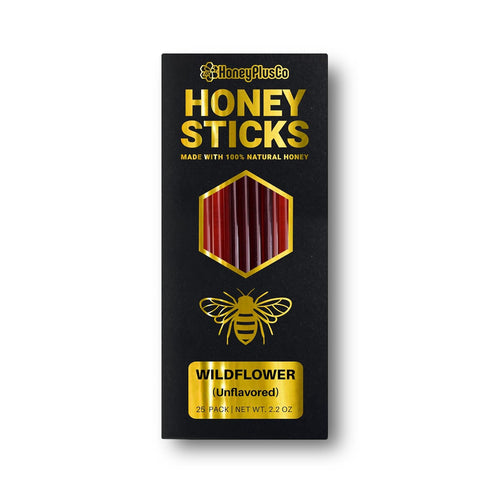 HoneyPlusCo | 100% Natural Honey Sticks - Wildflower (Unflavored) - 25 Pcs
