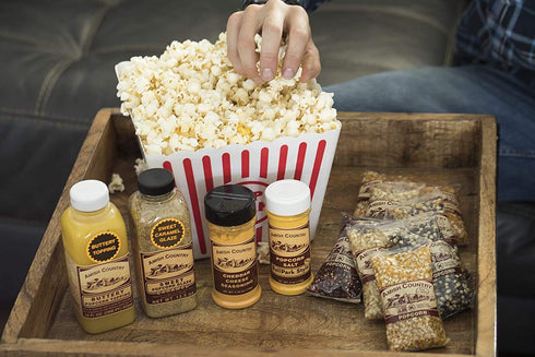 Country 8-4 Set Amish Popcorn | Ounce Variety Gift with Buttery Topping, Sweet Caramel Glaze, Ballpark Salt & Cheddar