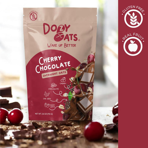 Dozy Packets, 9-Pack Oats Overnight Oatmeal Chocol'oat Lovers Variety Box with Rolled Oats, Chia Seeds, and Date