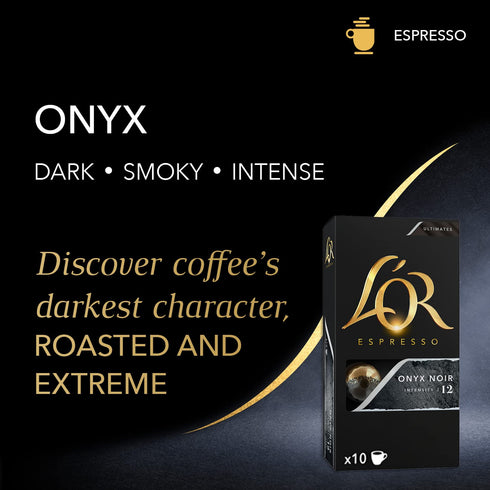 50 Count 50 Count (Pack 5) L'OR Espresso Capsules, Onyx, Single-Serve Aluminum Coffee Capsules Compatible with the L'