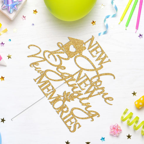 Gold Glitter New Home New Beginning New Memories Cake Topper, Sweet Home Cake Dcor, Housewarming New Home Family Party