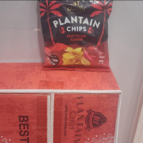 Olu Olu Pack 24 Yellow Plantain Chips Sweet Chilli Flavor