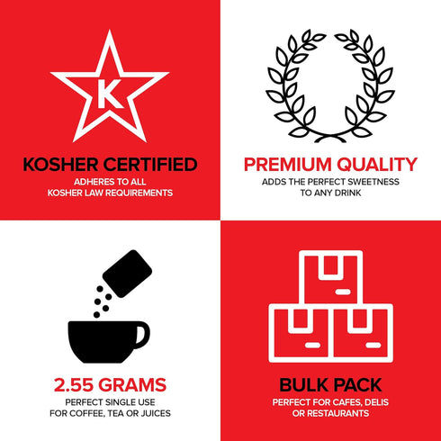 Packets, 500 Count Packets Packs Bulk Sugar - Individual Servings of White Sugar for Coffee and Tea, Granulated Sugar