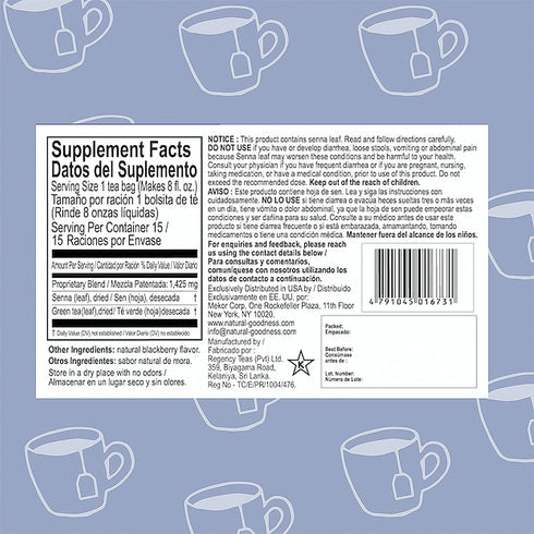 Loveeta Wellness Weight Loss Tea Blackberry, 15 Tea Bags, 100% Natural