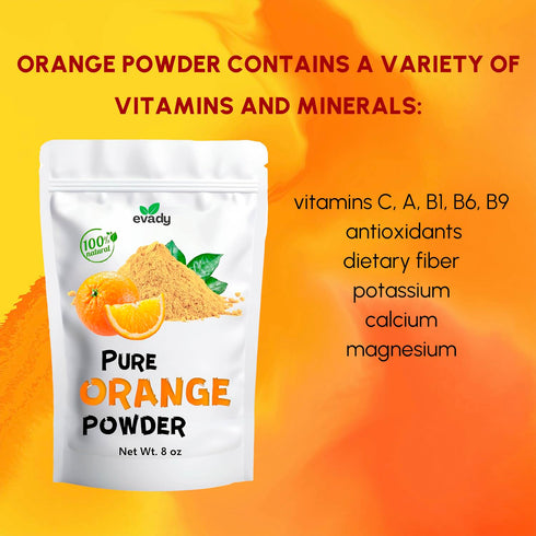 EVADY 8 oz, Orange Powder Natural Orange Juice Powder for Baking, Flavoring, Smoothies, Tea