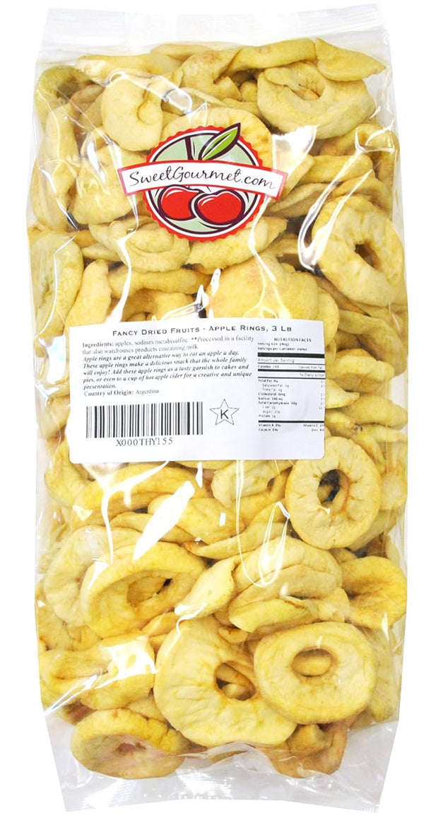 Green Bulk Fancy Dried Fruits- Dried Fuji Apple Rings, 3 lb by