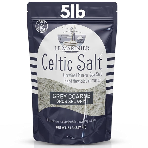 Le Marinier Celtic Salt Organic Grey Coarse, 5lb Mineral Rich 100% Natural