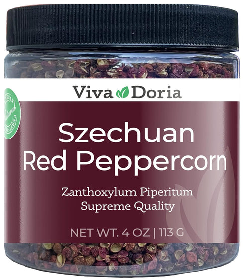 Viva Doria Red Szechuan Peppercorns, Whole Sichuan Pepper, Steam Sterilized, 4 Oz (113 g)