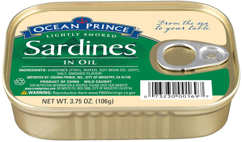 3.75 (Pack 12) Ocean Prince Sardines in Oil, Ounce Cans