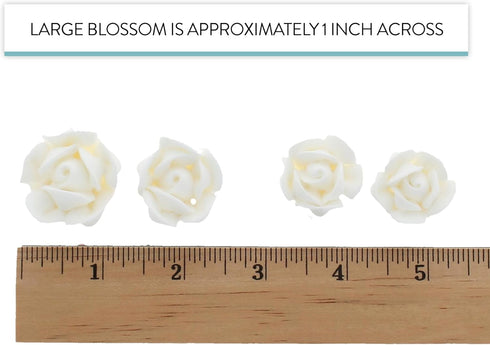 Set, 24 Count Global Sugar Art Edible Royal Icing White Rose Two sizes, for Cake and Cupcake Decorating by Chef Alan