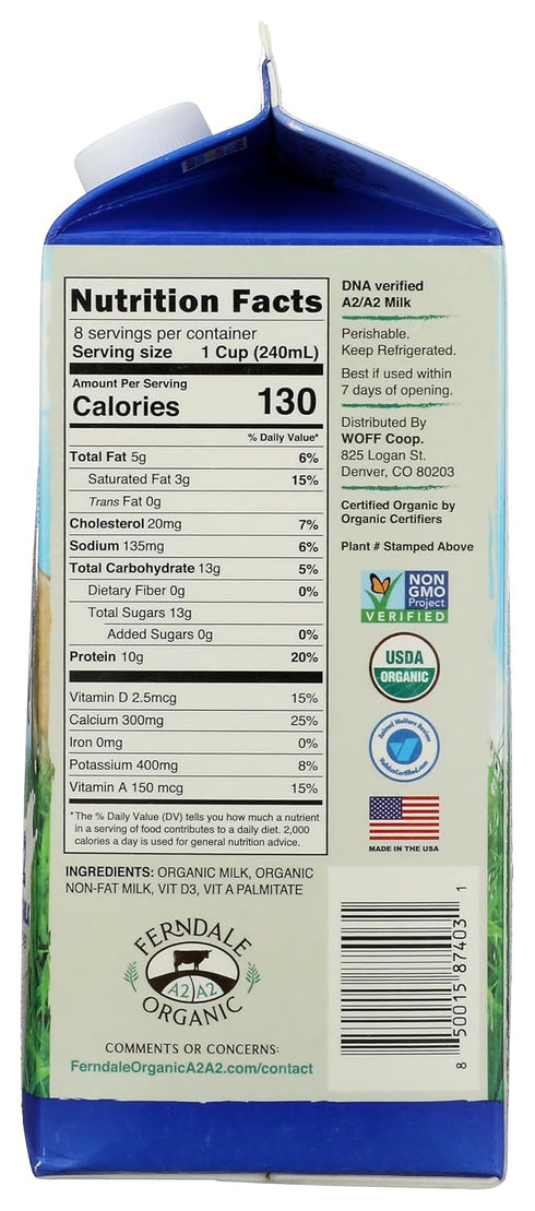 FERNDALE ORGANIC A2A2 2PRCNT MILK RDCD FAT ORG
