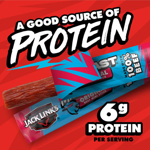 5g 100% 12 Count Jack Links x MrBeast Beef Sticks, Original Mini Beef Sticks, As Seen on Beast Games, Protein, Made