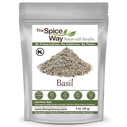 The Spice Way Basil Leaves (3 oz) - Pure Dried Basil Seasoning