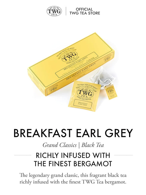 15 Set TWG Tea | Breakfast Earl Grey | Black Tea | Bergarmot | Hand Sewn Cotton Teabags | Gift