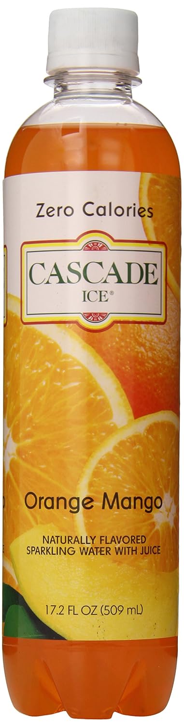 Cascade Ice Sparkling Water, Orange Mango, 17.2 Ounce (Pack of 12)