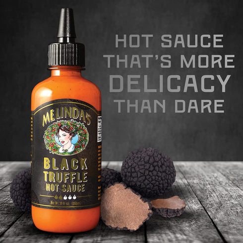 12 oz, 3 Pack Melindas Black Truffle Hot Sauce - Gourmet Truffle Hot Sauce Made with Fresh Ingredients, Italian Black
