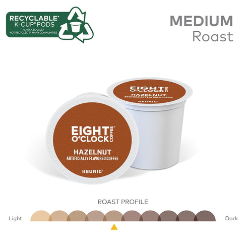 60 Count Eight O'Clock Coffee Hazelnut, Single-Serve Coffee K-Cup Pods, Medium Roast