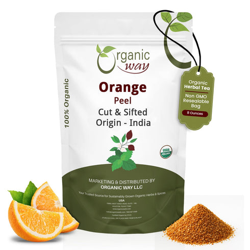 Organic Way Dried Orange Peel Cut & Sifted (Citrus sinensis) - Pure,