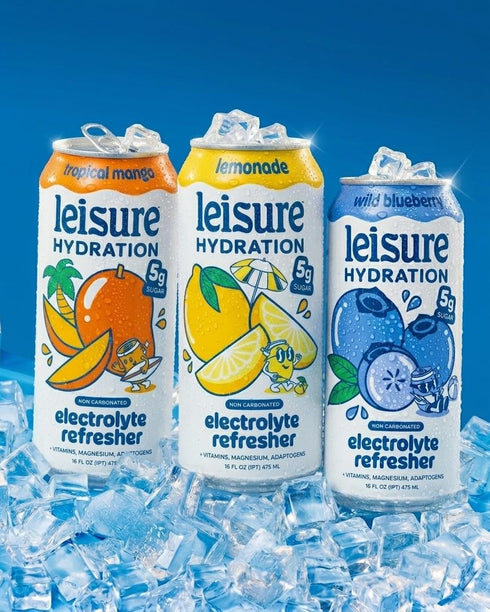 Pack Packed 16 oz (12-Cans) Leisure Hydration Non-Carbonated Electrolyte Refresher, Variety - Low Sugar Nutrient