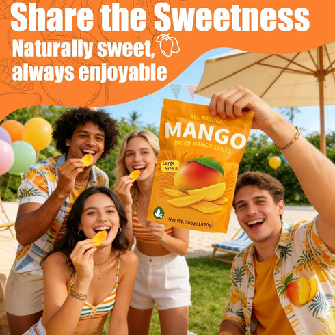 Nahasahr 36oz (2.25 lb) Dried Mango Large Bulk - Soft and Chewy Mango Slices, Natural Fruit Snack, Resealable Bulk Bag