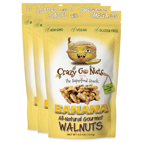 Crazy Go Nuts Walnuts Banana - Glazed Walnuts, Healthy Snacks, Vegan, Gluten