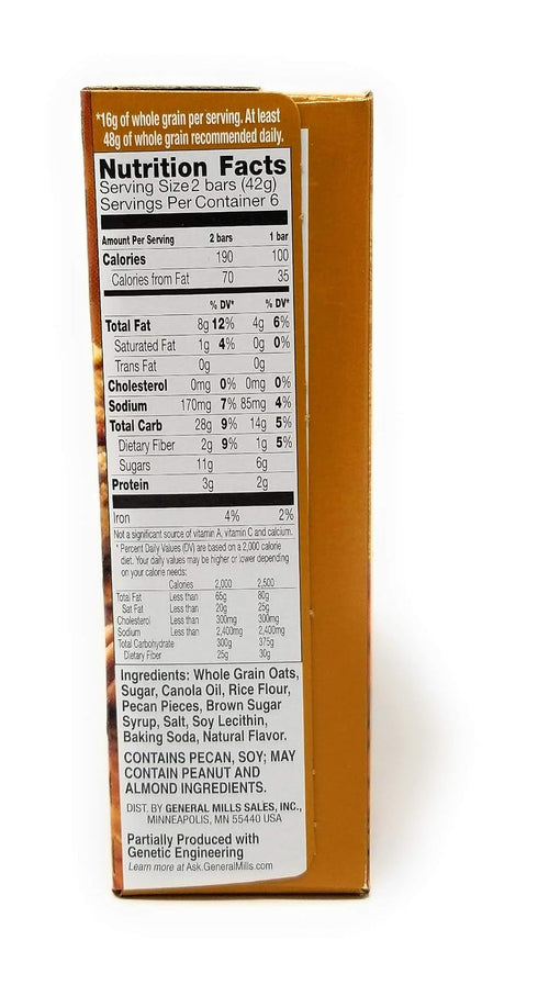 8.9oz (Pack 4) Nature Valley, Crunchy Granola Bars, Pecan Crunch, Box