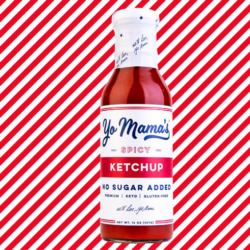 Pack (1) Yo Mama's Foods Keto Spicy Ketchup of - No Sugar Added, Low Carb, Vegan, Gluten Free, Paleo Friendly, and Made