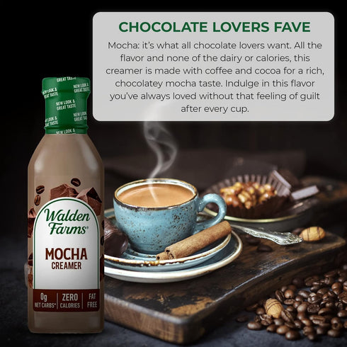 12 oz Walden Farms Mocha Coffee Creamer Zero Calorie, Sugar Free, Keto & Fat Free Non-Dairy Creamer for Coffee