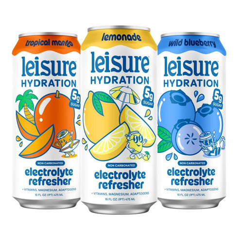 Pack Packed 16 oz (12-Cans) Leisure Hydration Non-Carbonated Electrolyte Refresher, Variety - Low Sugar Nutrient