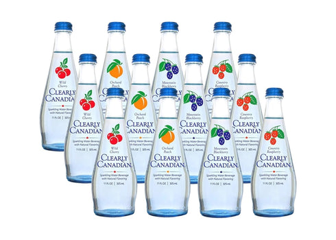 Clearly Canadian Sparkling Flavored Water, 11 oz Glass Bottles Variety of Refreshing