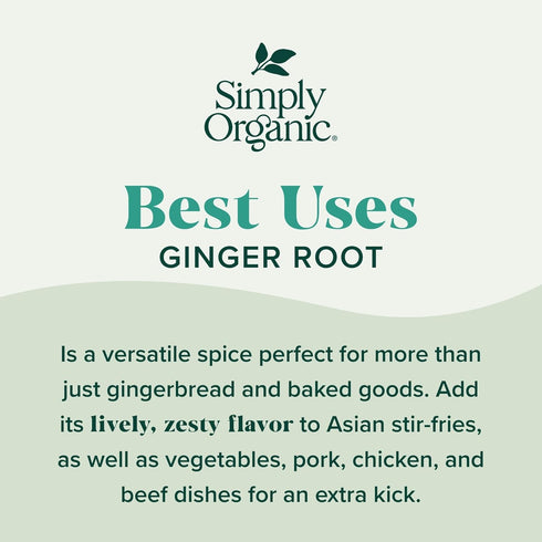 1.64 Simply Organic Ground Ginger Root, Ounce, Non ETO, Non Irradiated, Non GMO, Complements Both Sweet & Savory Dishes